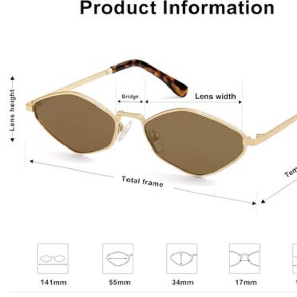 Retro Small Polarized Sunglasses Womens Mens Vintage Narrow Irregular main image 5